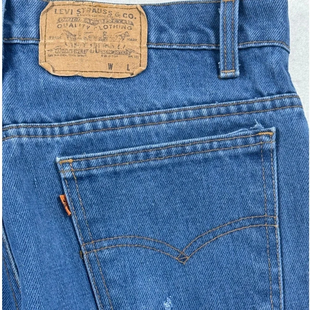 Vintage Levis 509 Orange Tab Jeans Mens 33x32 Medium Wash Straight Leg 1970's